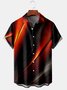 Men's Black Red 3D Geometric Line Print Casual Breathable Pocket Short Sleeve Shirt