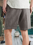 Men's Cotton Linen Elastic Waist Casual Shorts
