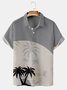 Holiday Style Hawaiian Series Botanical Coconut Tree Geometric Color Block Element Pattern Lapel Short-Sleeved Polo Print Top