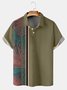Holiday Style Hawaii Series Plant Leaves Geometric Color Block Element Pattern Lapel Short-Sleeved Polo Print Top