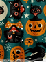 Men's Halloween Pumpkin Cat Print Casual Breathable Short Sleeve Shirt