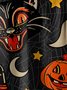 Men's Halloween Pumpkin Cat Print Casual Breathable Short Sleeve Shirt
