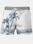 Men's Coconut Print Elastic Waist Casual Shorts