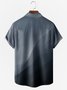 Men's Gradient Botanical Print Anti-Wrinkle Moisture Wicking Fabric Fashion Lapel Short Sleeve Shirt