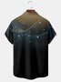 Men's Simple Line Print Casual Fabric Fashion Lapel Pocket Short Sleeve Shirt