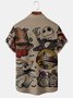 Retro Style Festival Series Halloween Ghosts And Ghosts Elements Pattern Lapel Short-Sleeved Chest Pocket Shirt Printed Top