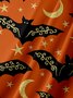Vintage Festive Collection Halloween Bat Element Pattern Lapel Short Sleeve Chest Pocket Shirt Print Top