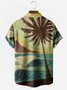 Men's Ocean Coconut Print Anti-Wrinkle Moisture Wicking Fabric Fashion Hawaiian Lapel Short Sleeve Shirt