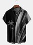 Men's 3D Line Coconut Tree Print Casual Breathable Hawaiian Short Sleeve Shirt