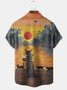Men's Halloween Print Short Sleeve Hawaiian Shirt with Chest Pocket