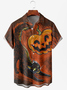 Men's Halloween Pumpkin Print Moisture Wicking Fabric Fashion Lapel Short Sleeve Shirts