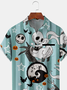 Mens Halloween Print Front Buttons Soft Breathable Chest Pocket Casual Hawaiian Shirt