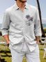 Cotton and linen style net color based leisure coconut long sleeve Shirt