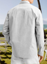 Cotton and linen style net color based leisure coconut long sleeve Shirt