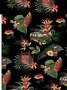 Men's Botanical Print Anti-Wrinkle Moisture Wicking Fabric Fashion Hawaiian Lapel Long Sleeve Shirt
