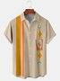 Casual Art Collection Mid-Century Retro Stripes Geometric Color Block Pattern Lapel Short Sleeve Shirt Print Top