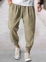 Cotton and Linen Plain Hawaiian Casual Trousers