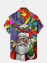 Men's Christmas Print Casual Breathable Pocket Short Sleeve Shirt