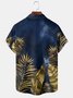 Gold Palm Leaves Chest Pocket Short Sleeve Hawaiian Shirt