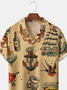 Big Size Nautical Elements Short Sleeve Camp Shirt.