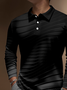 Gradient 3D Abstract Geometric Buttons Long Sleeve Polo