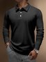 Gradient Hexagon Geometric Buttons Long Sleeve Polo