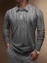 Abstract Gradient Line Buttons Long Sleeve Polo