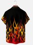 Flame Pattern Chest Pocket Short Sleeve Shirt
