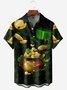 St Patricks Day Shamrock Chest Pocket Short Sleeve Casual Shirt