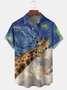 Giraffe Sky Chest Pocket Short Sleeve Hawaiian Shirt