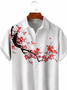 Japanese Plum Bossom Chest Pocket Short Sleeve Casual Shirt