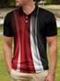 Gradient Abstract Line Button Short Sleeve Polo