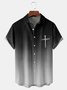 Shading Crucifix Chest Pocket Short Sleeve Shirt