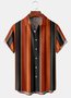 3D Stripes Chest Pocket Short Sleeve Bowling Shirt