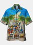 Men's Parrot Print Hawaiian Collar Short Sleeve Trendy Aloha Shirt