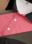 Abstract Geometric Stripe Button Short Sleeve Polo Shirt