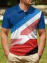 Geometric Color Block Stripe Button Short Sleeve Golf Polo