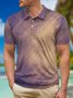 Ombre Abstract Geometric Button Short Sleeve Polo Shirt