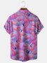Ombre Flamingo Chest Pocket Short Sleeve Hawaiian Shirt