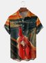 Fun Rooster Chest Pocket Short Sleeve Casual Shirt