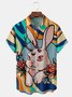 Easter Bunny Chest Pocket Short Sleeves Casual Shirt