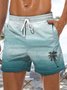 Coconut Tree Drawstring Beach Shorts