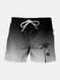 Ombre Coconut Tree Drawstring Beach Shorts