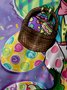 Big Size Dinosaur Easter Egg Chest Pocket Short Sleeve Shirt