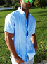 Stripe Contrast Short Sleeve Guayabera Shirt