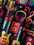 Music Notes Chest Pocket Short Sleeve Casual Shirt