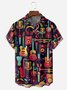 Music Notes Chest Pocket Short Sleeve Casual Shirt