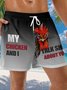 Rooster Drawstring Beach Shorts