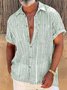 Retro Striped Chest Pocket Short Sleeve Shirt