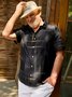 Big Size Geometric Chest Pocket Short Sleeve Shirt